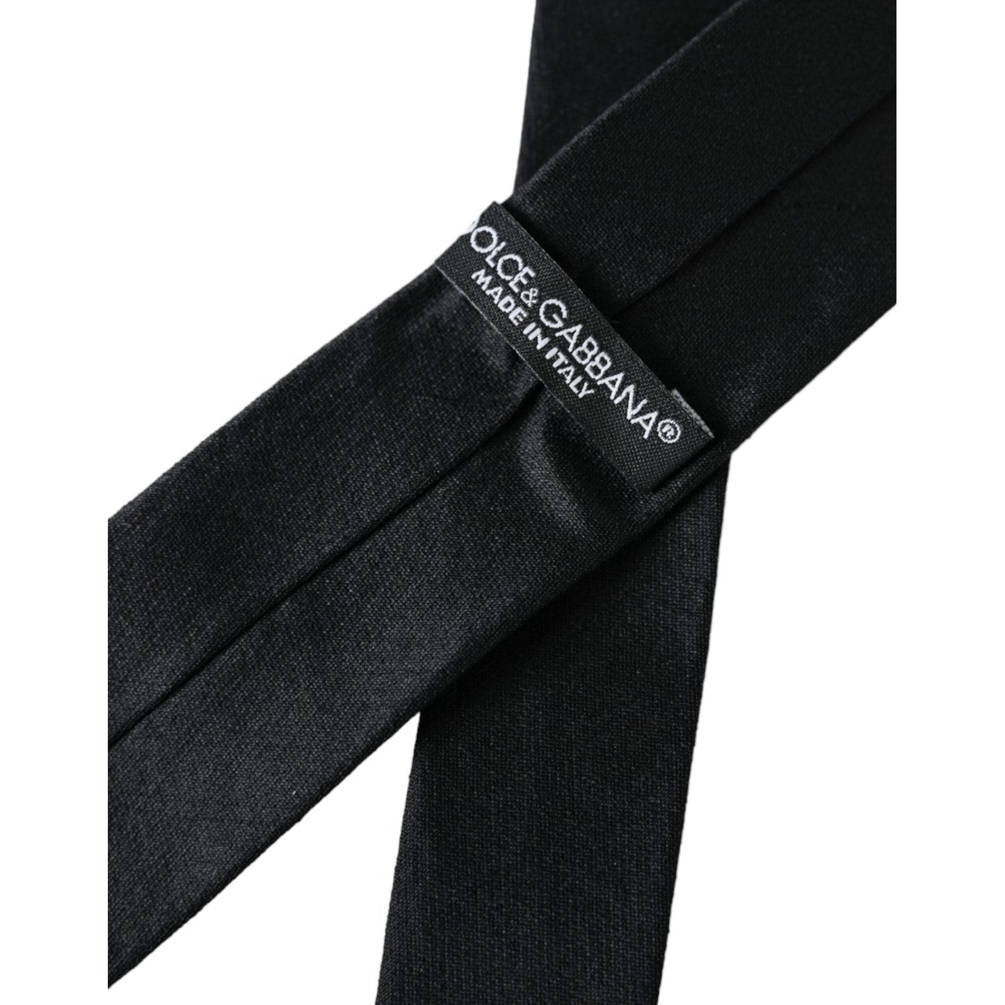 Dolce & Gabbana Black Solid 100% Silk Adjustable Tie Dolce & Gabbana