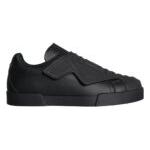 Dolce & Gabbana Black Leather Slip On Low Top Sneakers Shoes Dolce & Gabbana