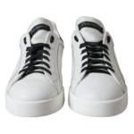 Dolce & Gabbana White Black Leather Low Top Sneakers Men Shoes Dolce & Gabbana