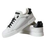 Dolce & Gabbana White Black Leather Low Top Sneakers Men Shoes Dolce & Gabbana