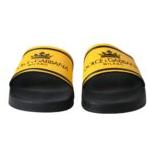 Dolce & Gabbana Black Yellow Neoprene Slides Beachwear Shoes Dolce & Gabbana