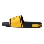 Dolce & Gabbana Black Yellow Neoprene Slides Beachwear Shoes Dolce & Gabbana