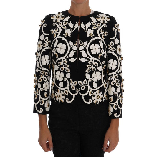 Dolce & Gabbana Floral Embroidered Crystal Wool Coat Jacket Coats & Jackets Dolce & Gabbana