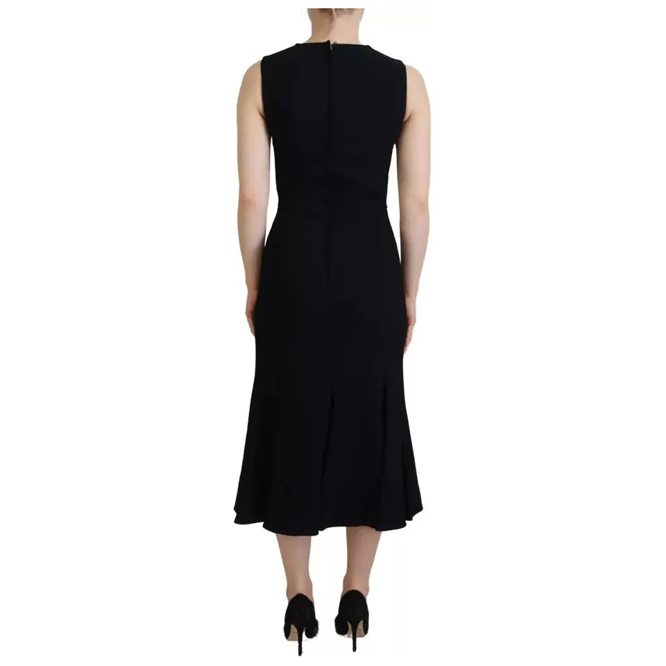 Dolce & Gabbana Black Dress Sheath Flare Viscose Dress Dolce & Gabbana