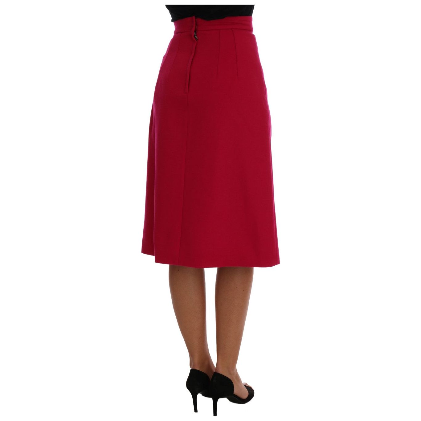 Dolce & Gabbana Elegant Pink Wool A-Line Knee-Length Skirt Dolce & Gabbana