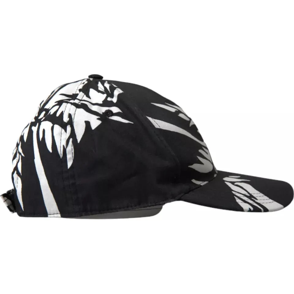 Dolce & Gabbana Black Cotton Leaf Print Baseball Hat Dolce & Gabbana