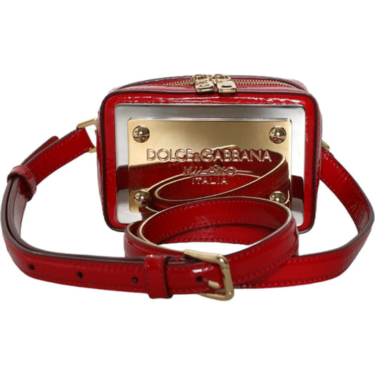 Dolce & Gabbana Red Leather Logo Plaque Waist Fanny Pack Women Bag Dolce & Gabbana