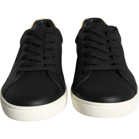 Dolce & Gabbana Black Leather Portofino Low Top Sneakers Shoes Dolce & Gabbana