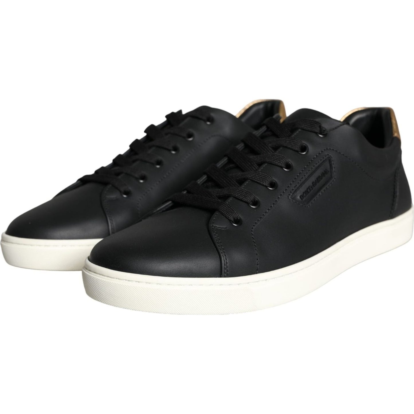 Dolce & Gabbana Black Leather Portofino Low Top Sneakers Shoes Dolce & Gabbana