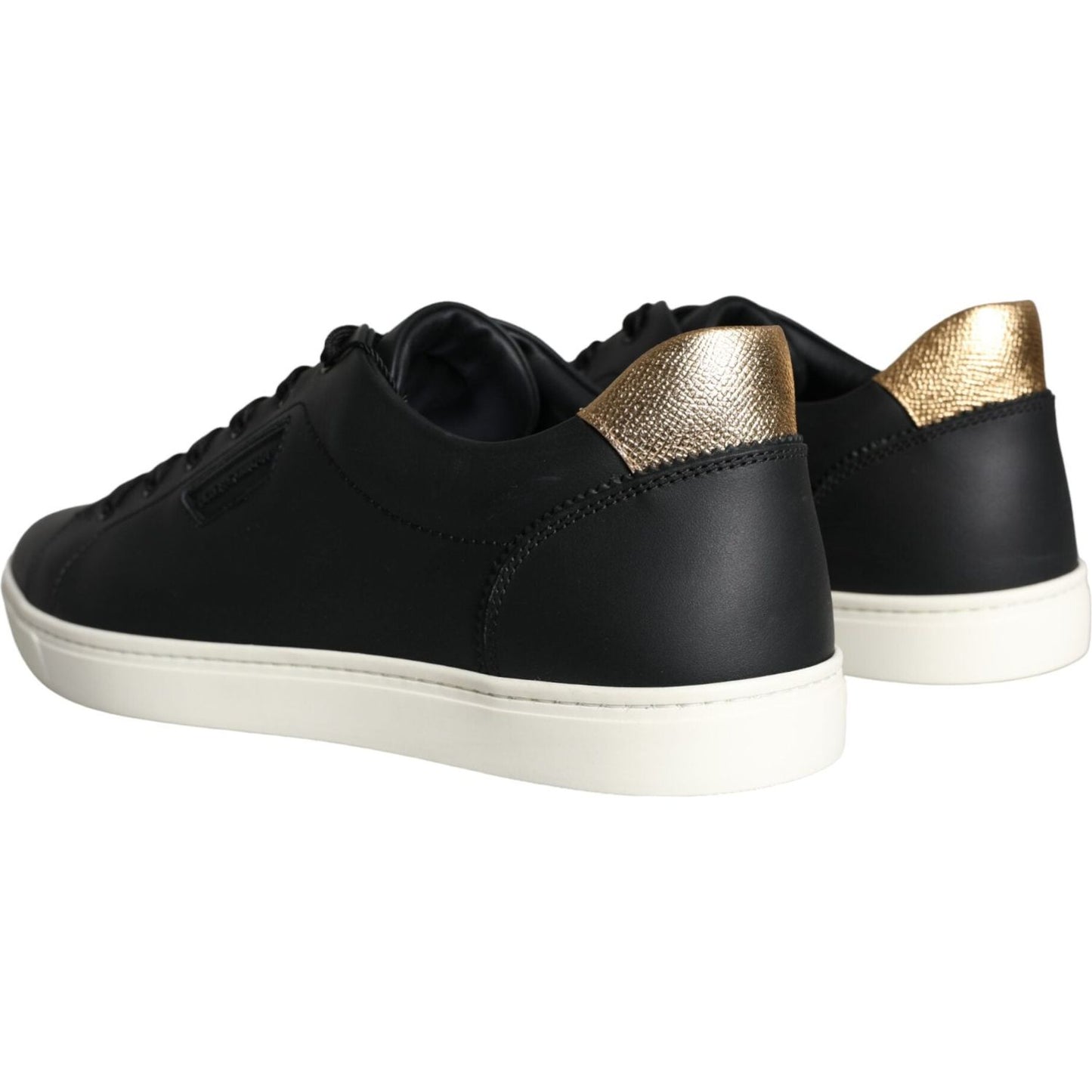 Dolce & Gabbana Black Leather Portofino Low Top Sneakers Shoes Dolce & Gabbana