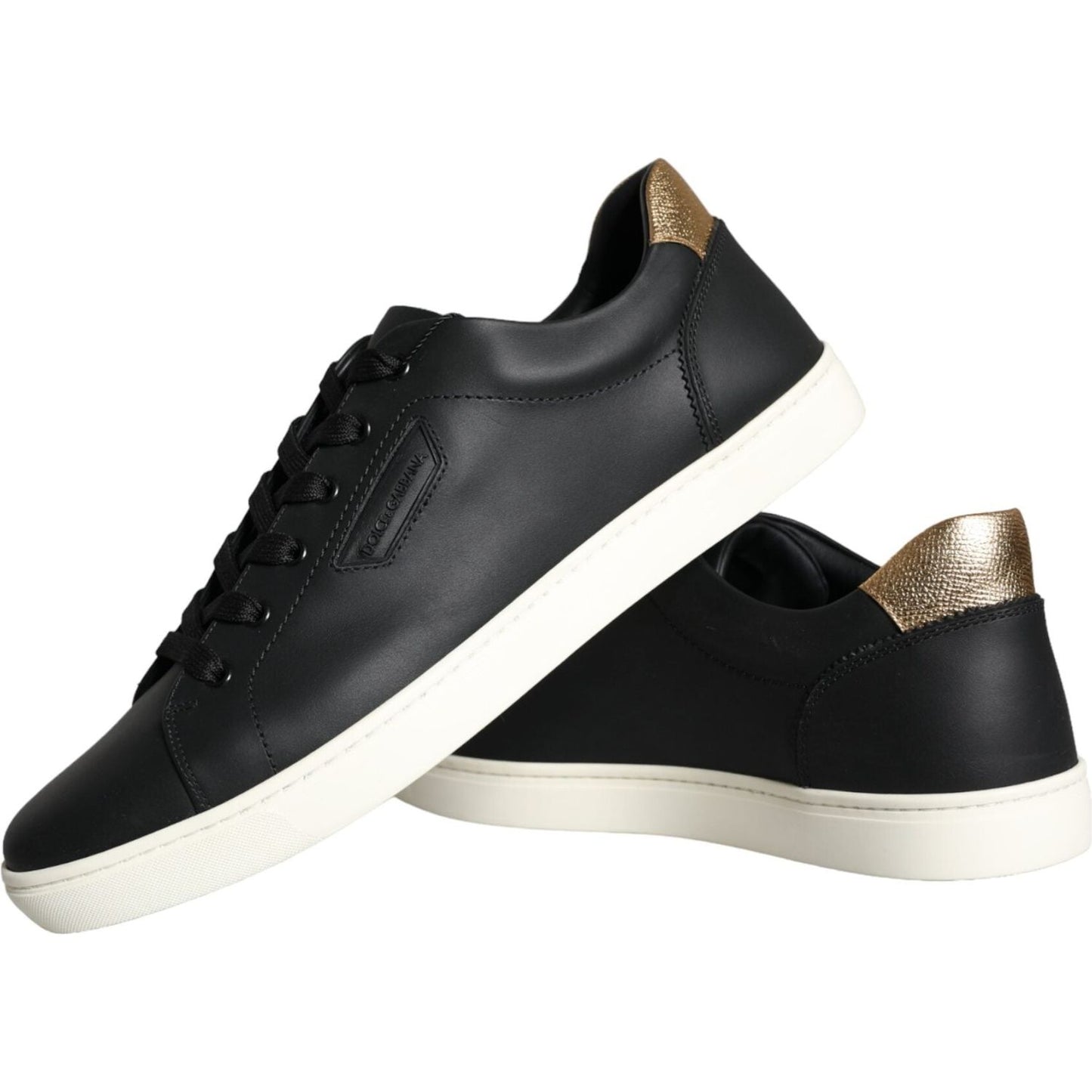 Dolce & Gabbana Black Leather Portofino Low Top Sneakers Shoes Dolce & Gabbana