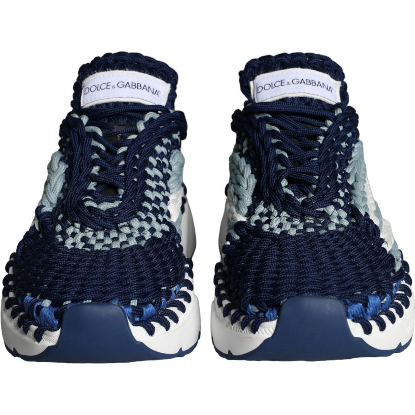 Dolce & Gabbana Blue White Daymaster Crochet Low Top Sneakers Shoes Dolce & Gabbana