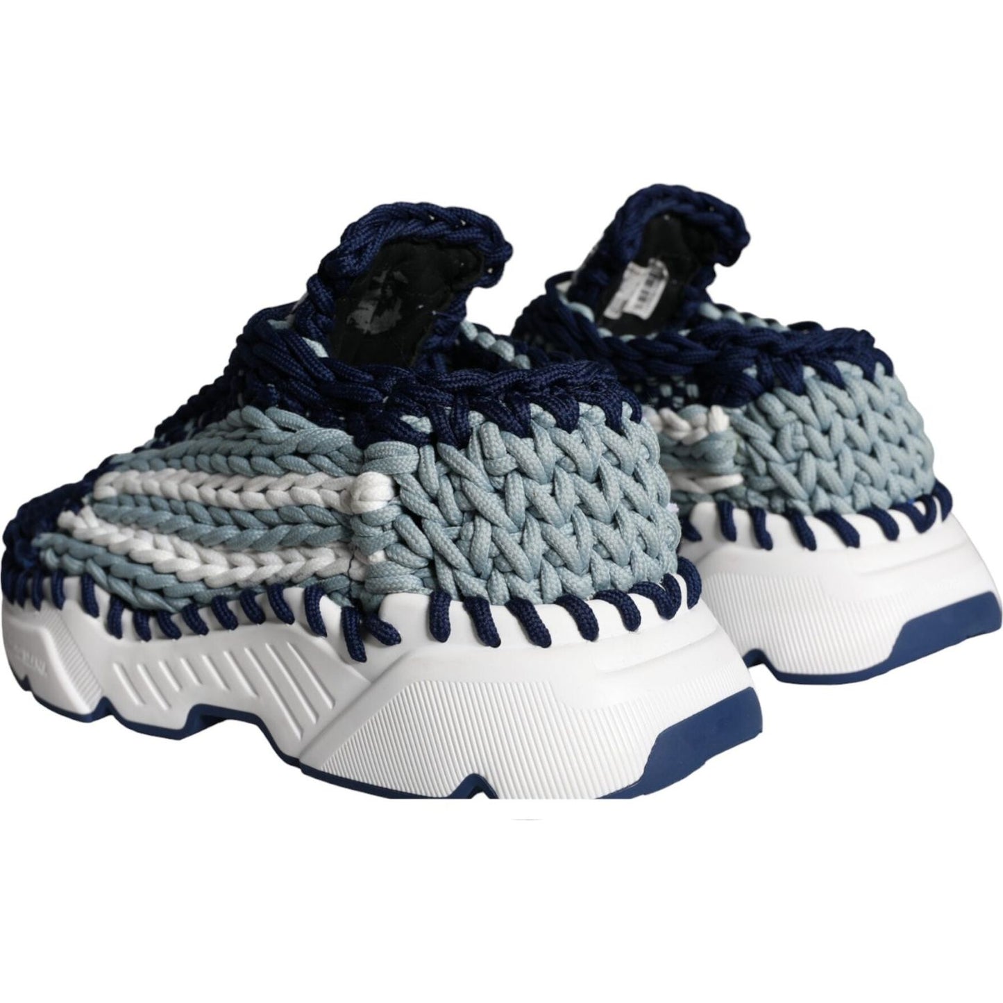 Dolce & Gabbana Blue White Daymaster Crochet Low Top Sneakers Shoes Dolce & Gabbana