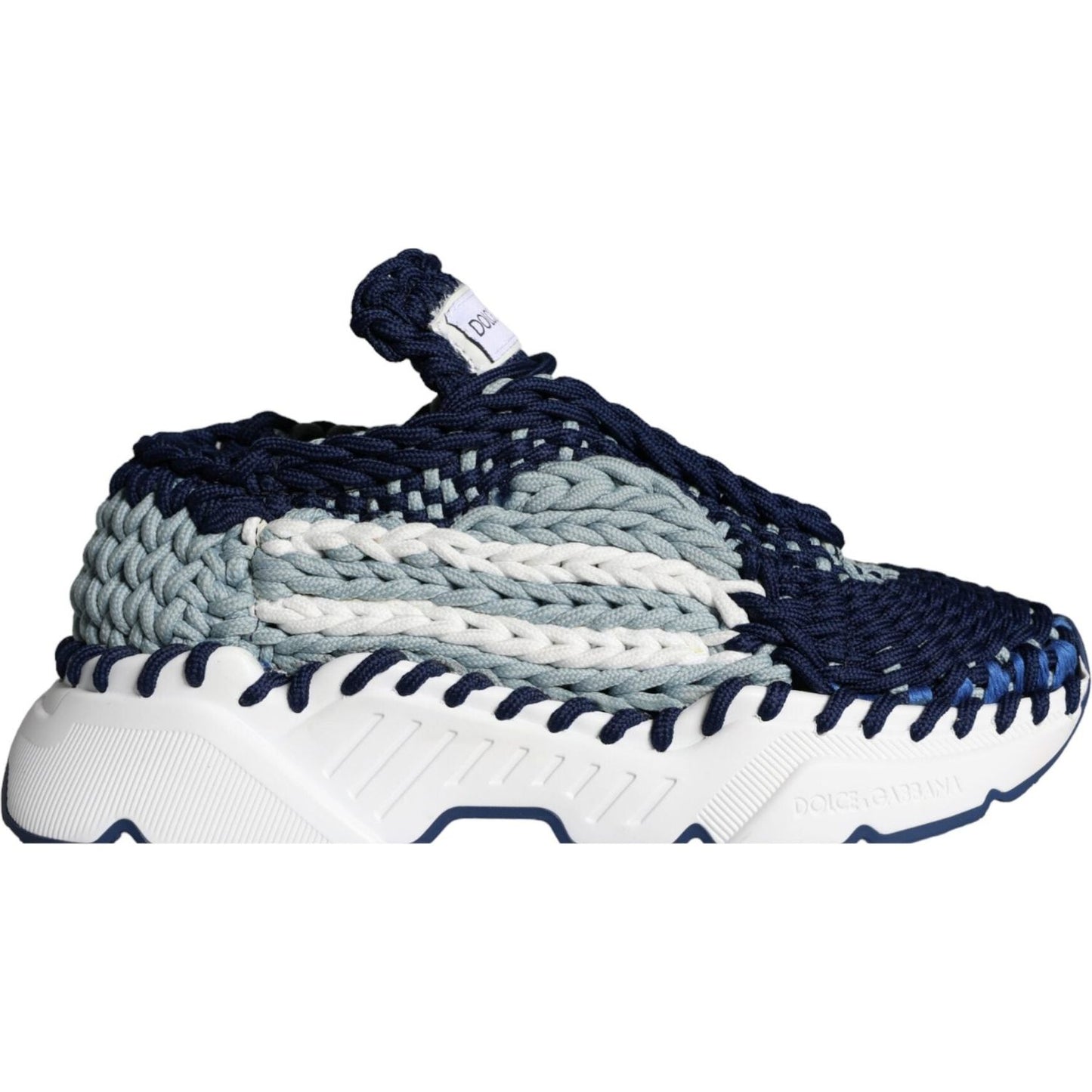 Dolce & Gabbana Blue White Daymaster Crochet Low Top Sneakers Shoes Dolce & Gabbana