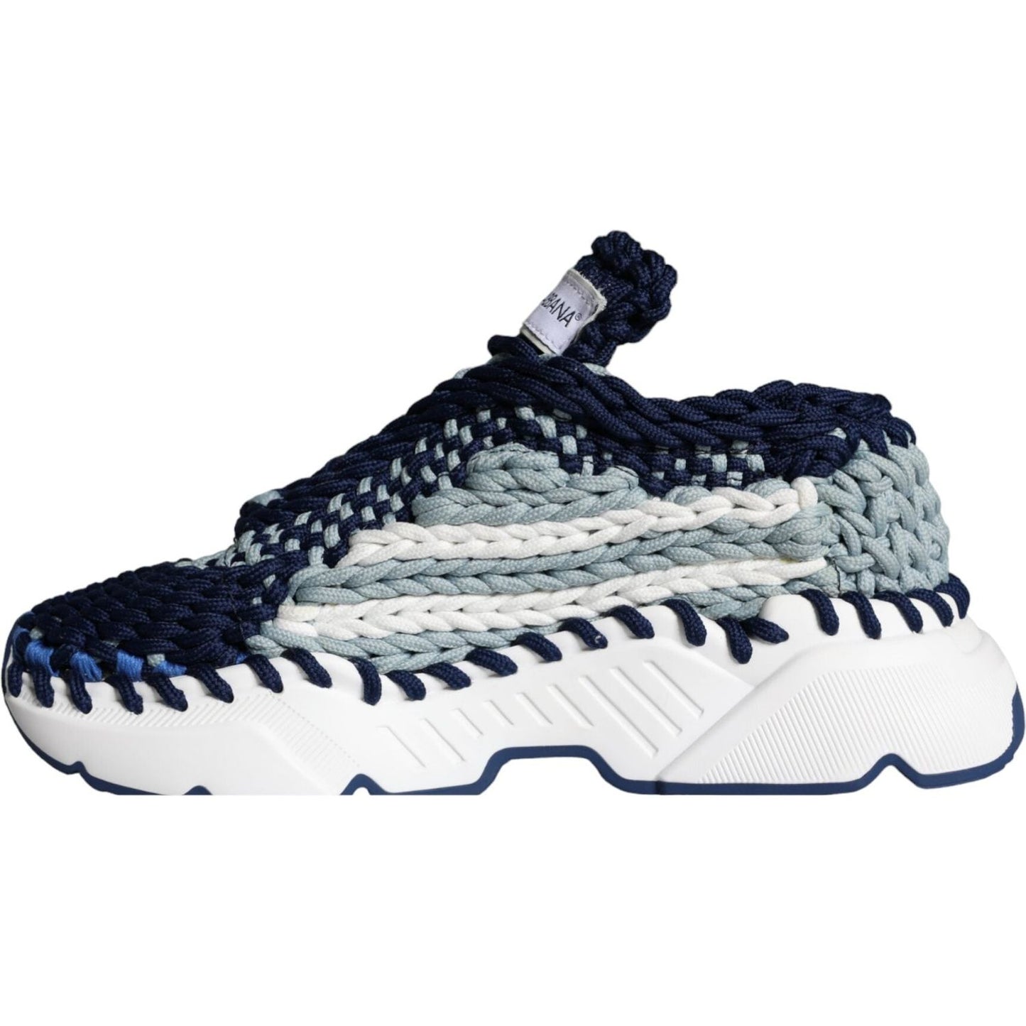 Dolce & Gabbana Blue White Daymaster Crochet Low Top Sneakers Shoes Dolce & Gabbana