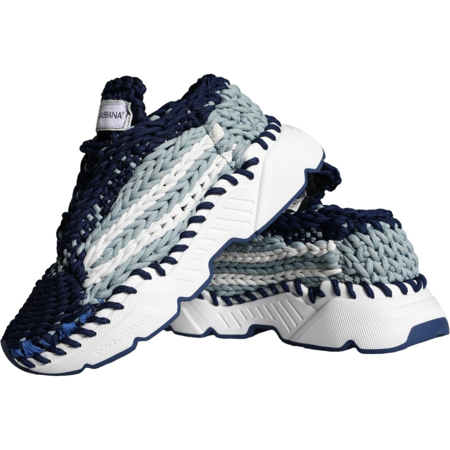 Dolce & Gabbana Blue White Daymaster Crochet Low Top Sneakers Shoes Dolce & Gabbana