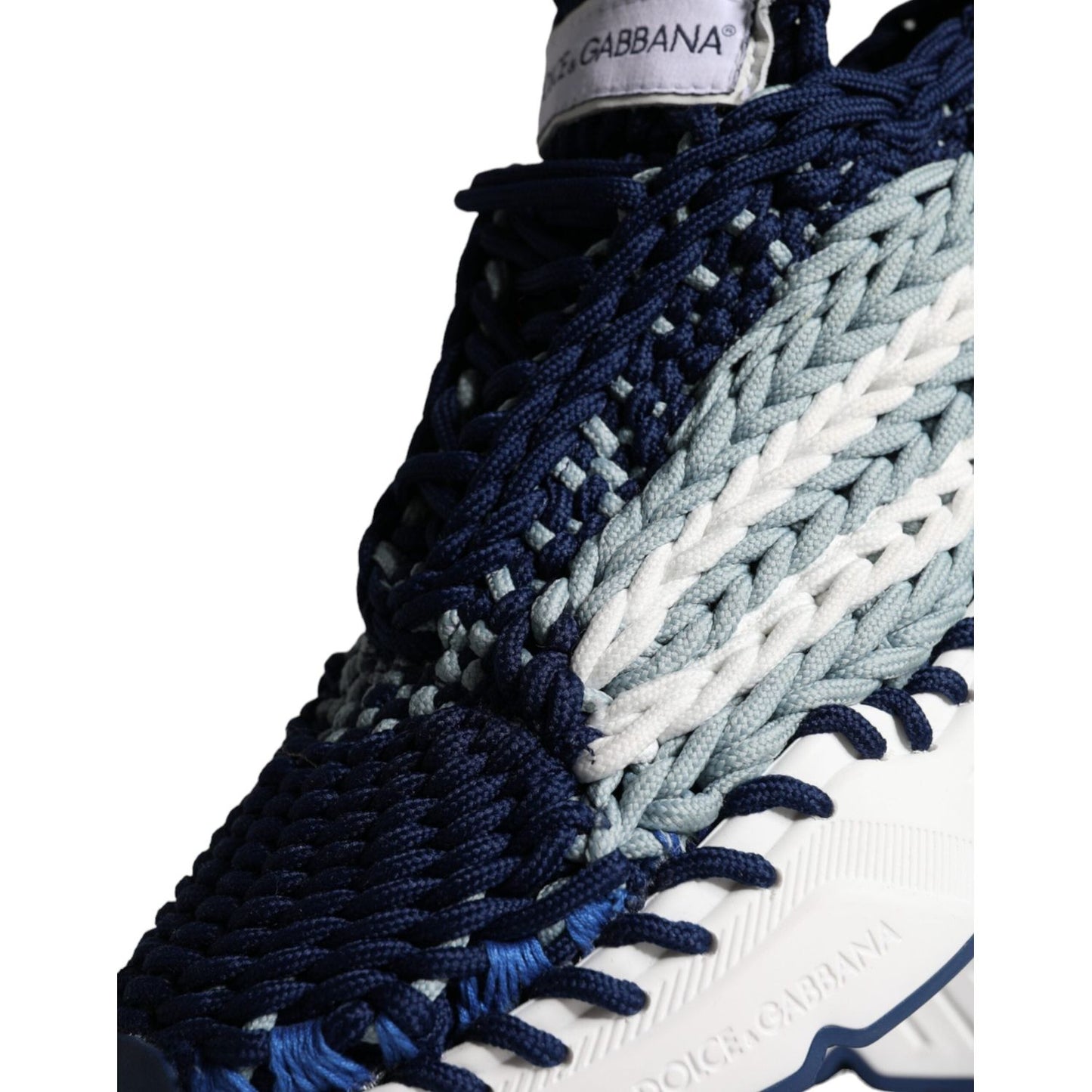 Dolce & Gabbana Blue White Daymaster Crochet Low Top Sneakers Shoes Dolce & Gabbana