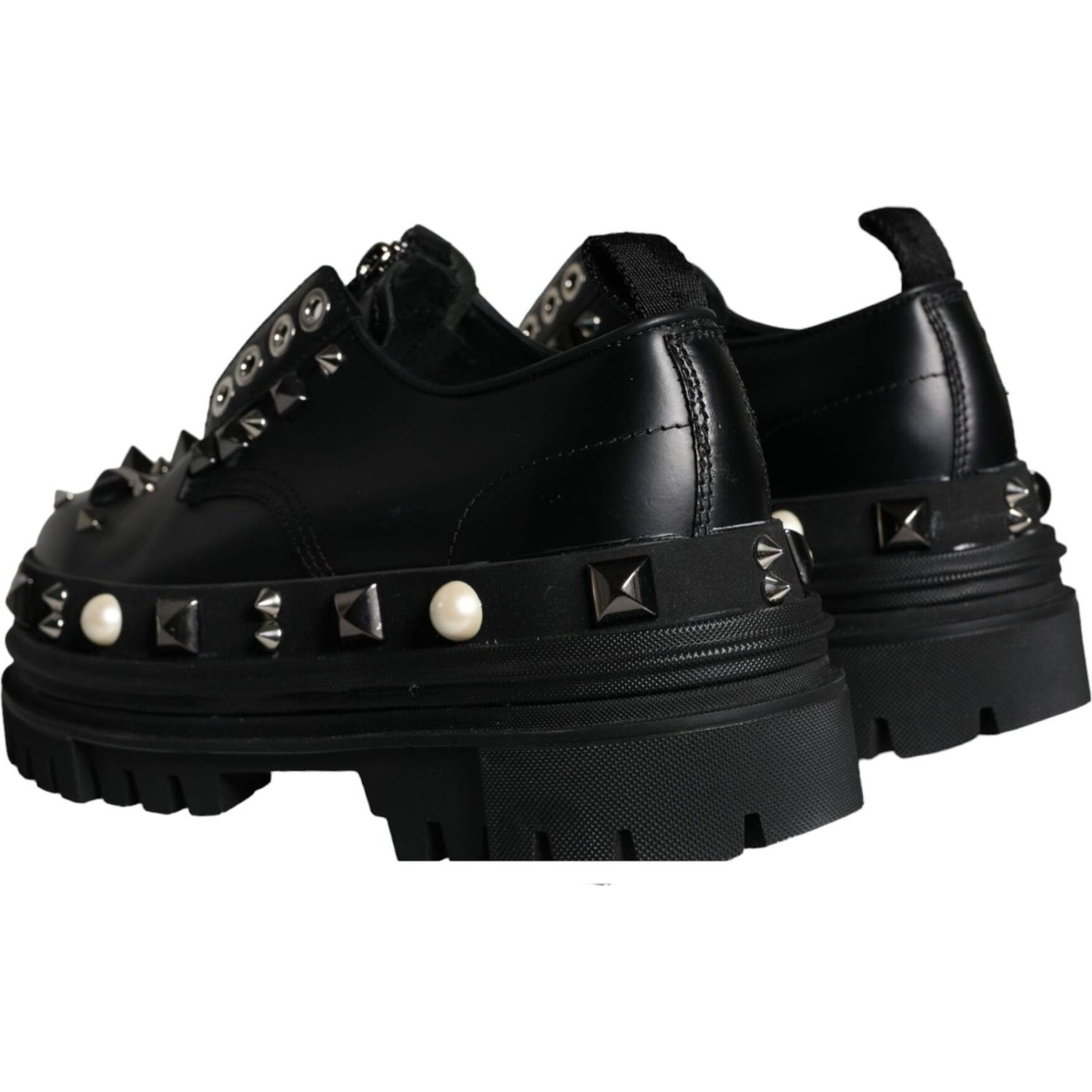 Dolce & Gabbana Black Trekking Studded Derby Sneakers Shoes Dolce & Gabbana