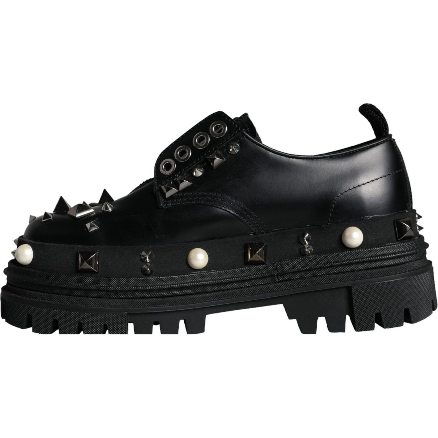 Dolce & Gabbana Black Trekking Studded Derby Sneakers Shoes Dolce & Gabbana