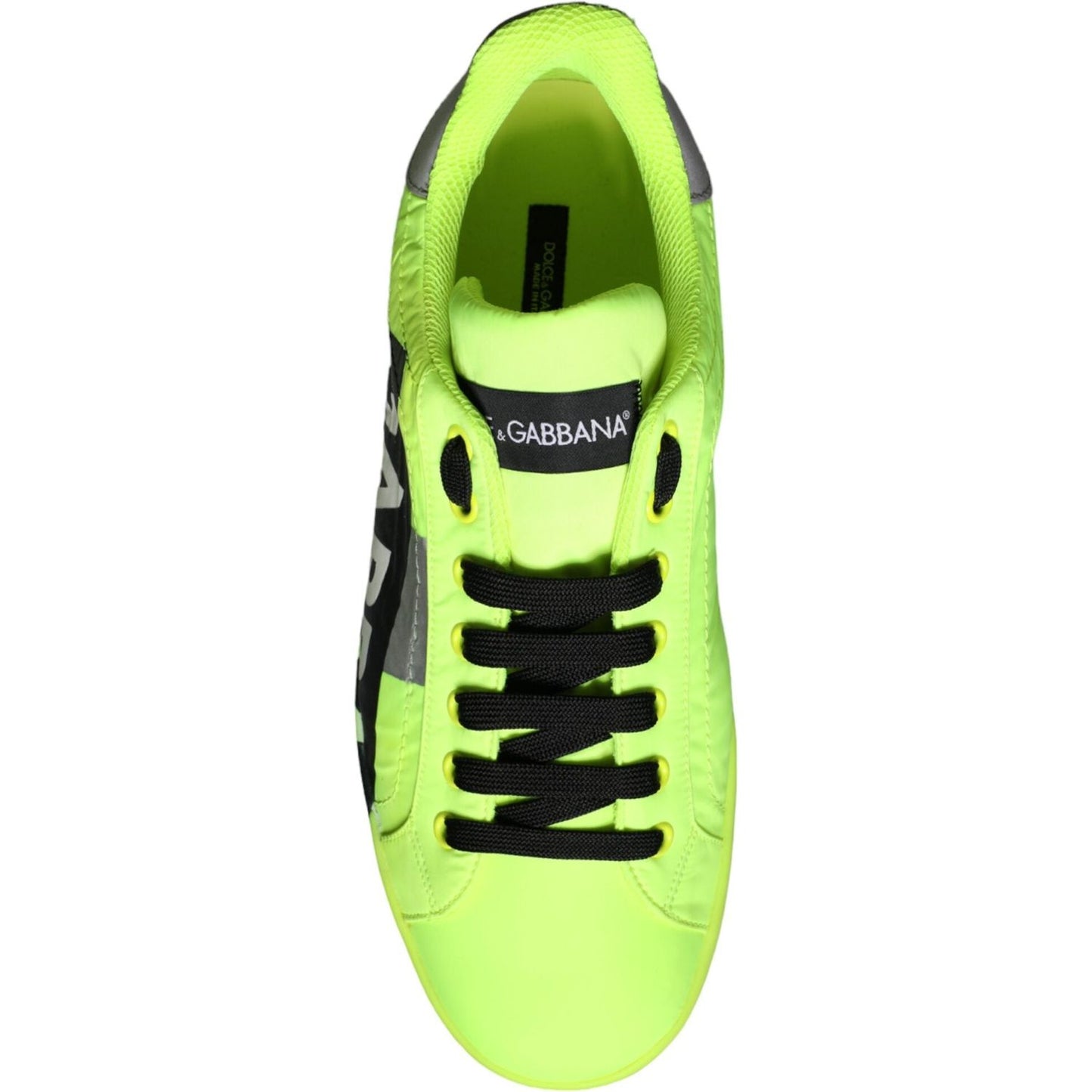 Dolce & Gabbana Neon Green Logo Tape Low Top Sneakers Shoes Dolce & Gabbana