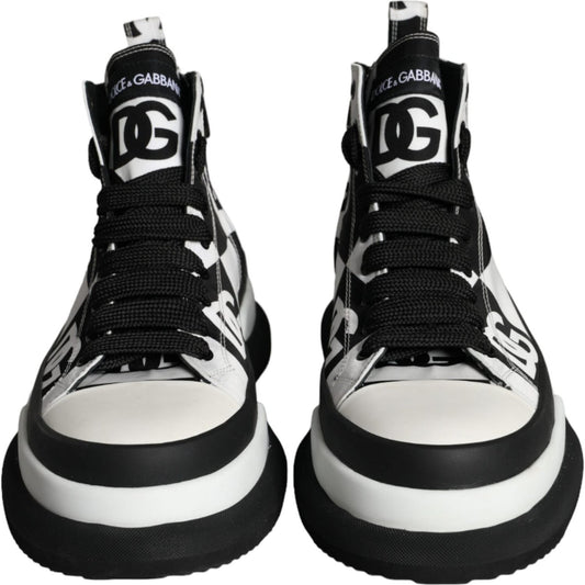 Dolce & Gabbana Black White Checkered High Top Sneakers Shoes Dolce & Gabbana