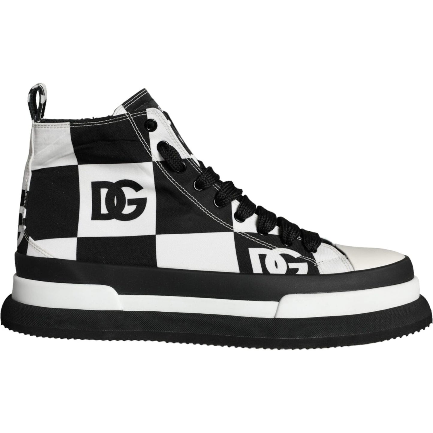 Dolce & Gabbana Black White Checkered High Top Sneakers Shoes Dolce & Gabbana