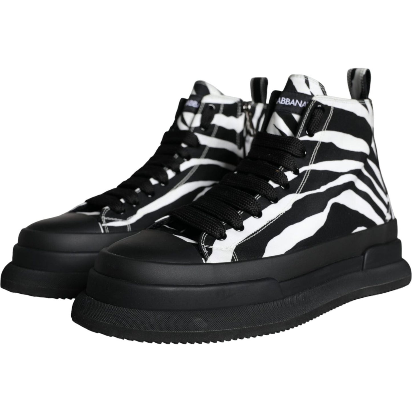 Dolce & Gabbana Black White Zebra High Top Men Sneaker Shoes Dolce & Gabbana