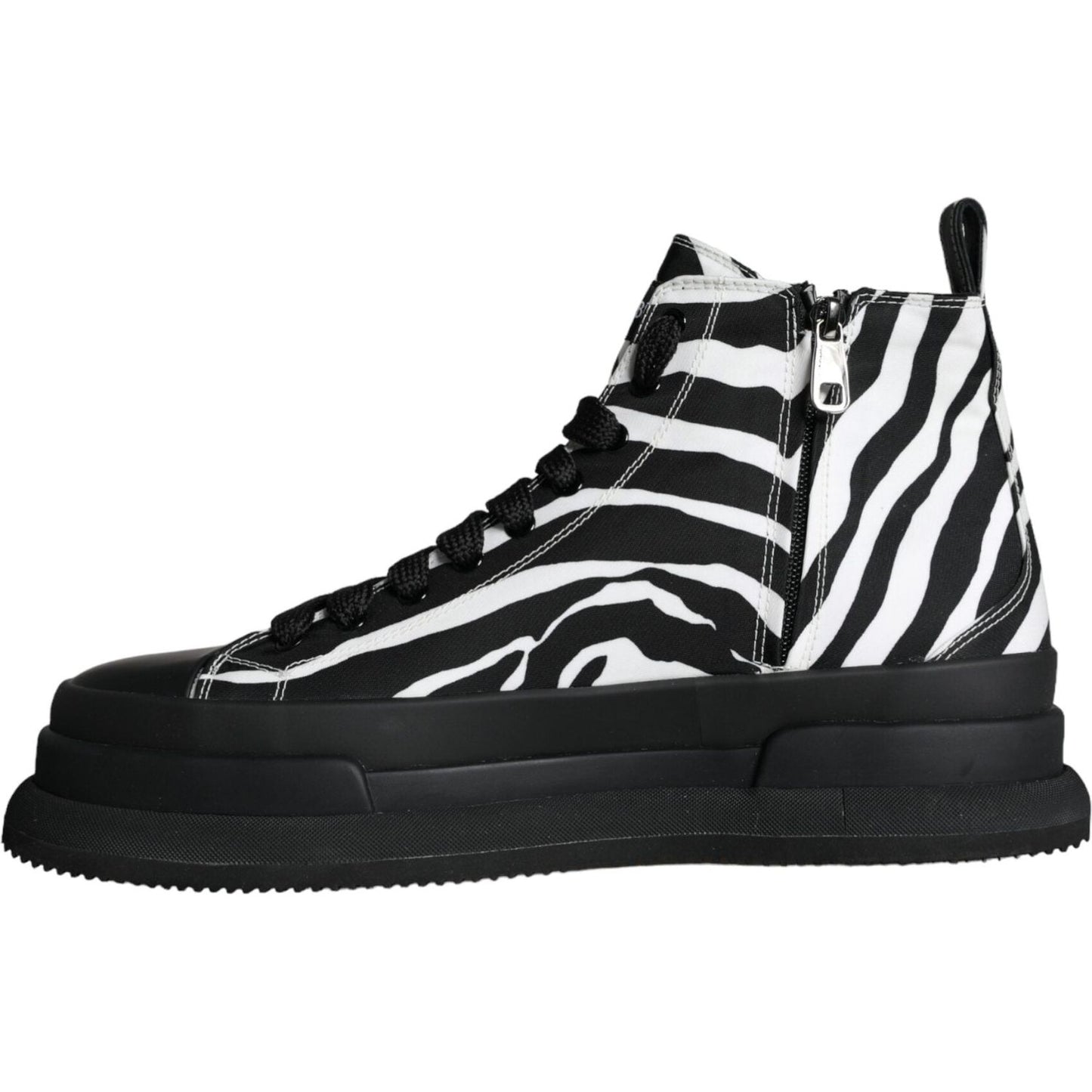 Dolce & Gabbana Black White Zebra High Top Men Sneaker Shoes Dolce & Gabbana