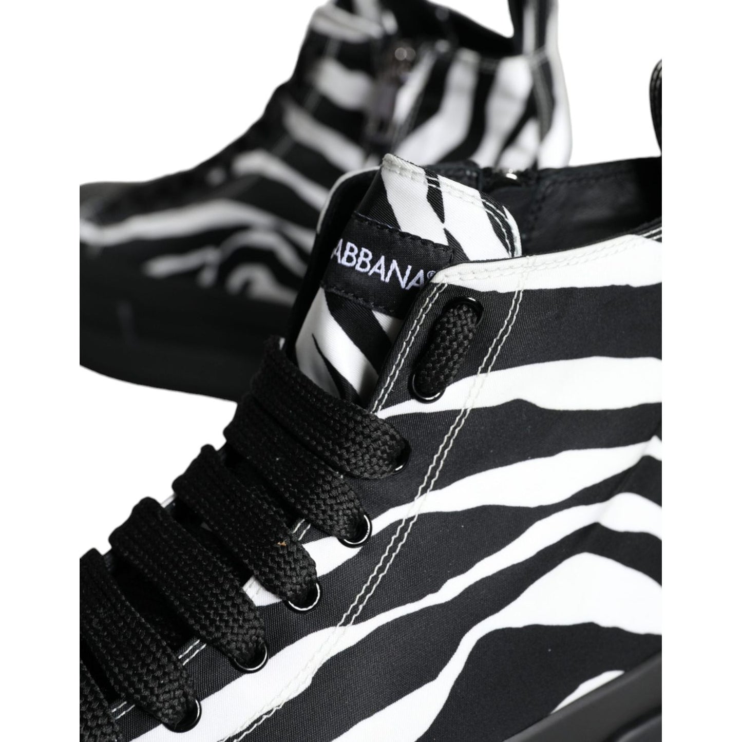 Dolce & Gabbana Black White Zebra High Top Men Sneaker Shoes Dolce & Gabbana