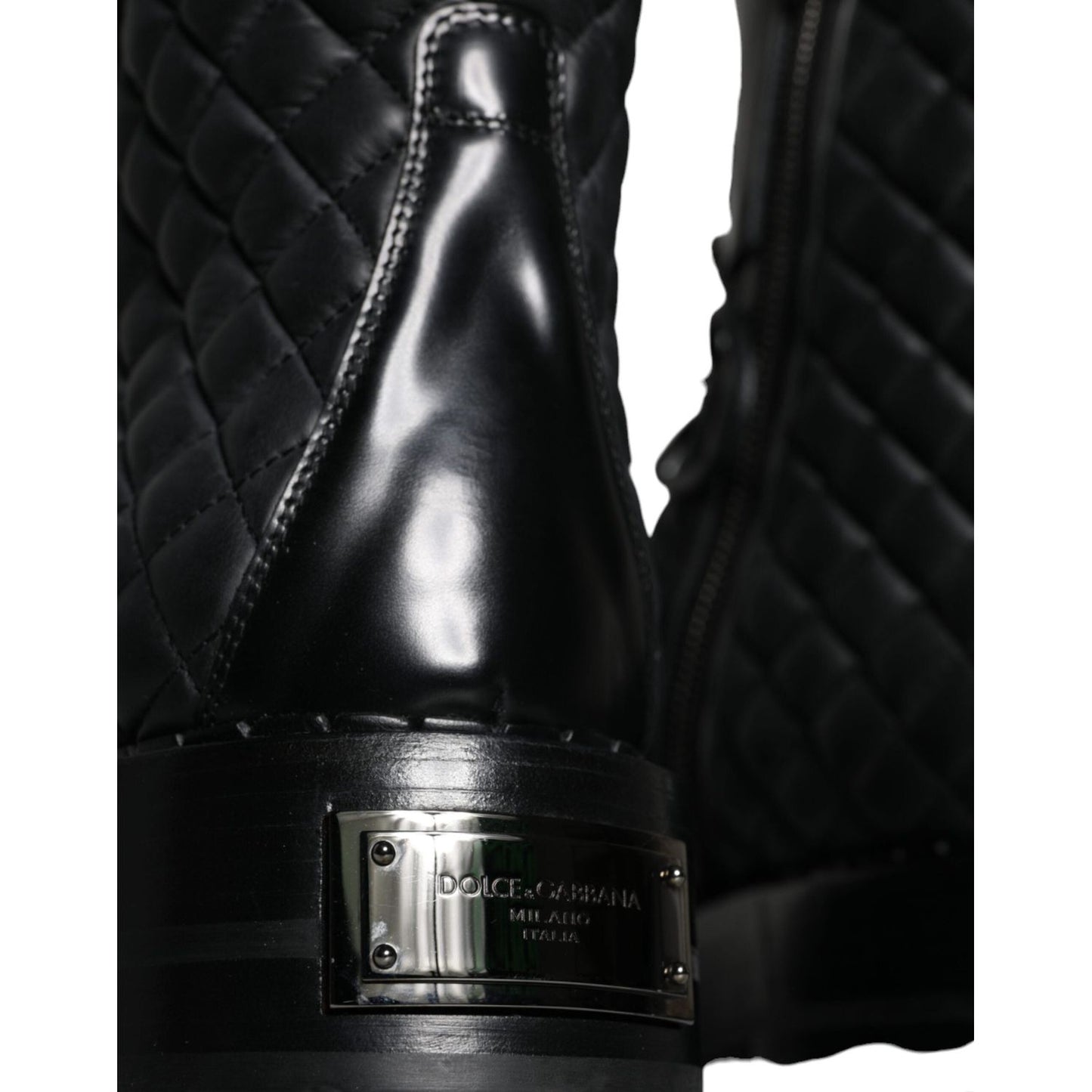 Dolce & Gabbana Black Quilted Crystal DG Logo Men Boots Shoes Dolce & Gabbana