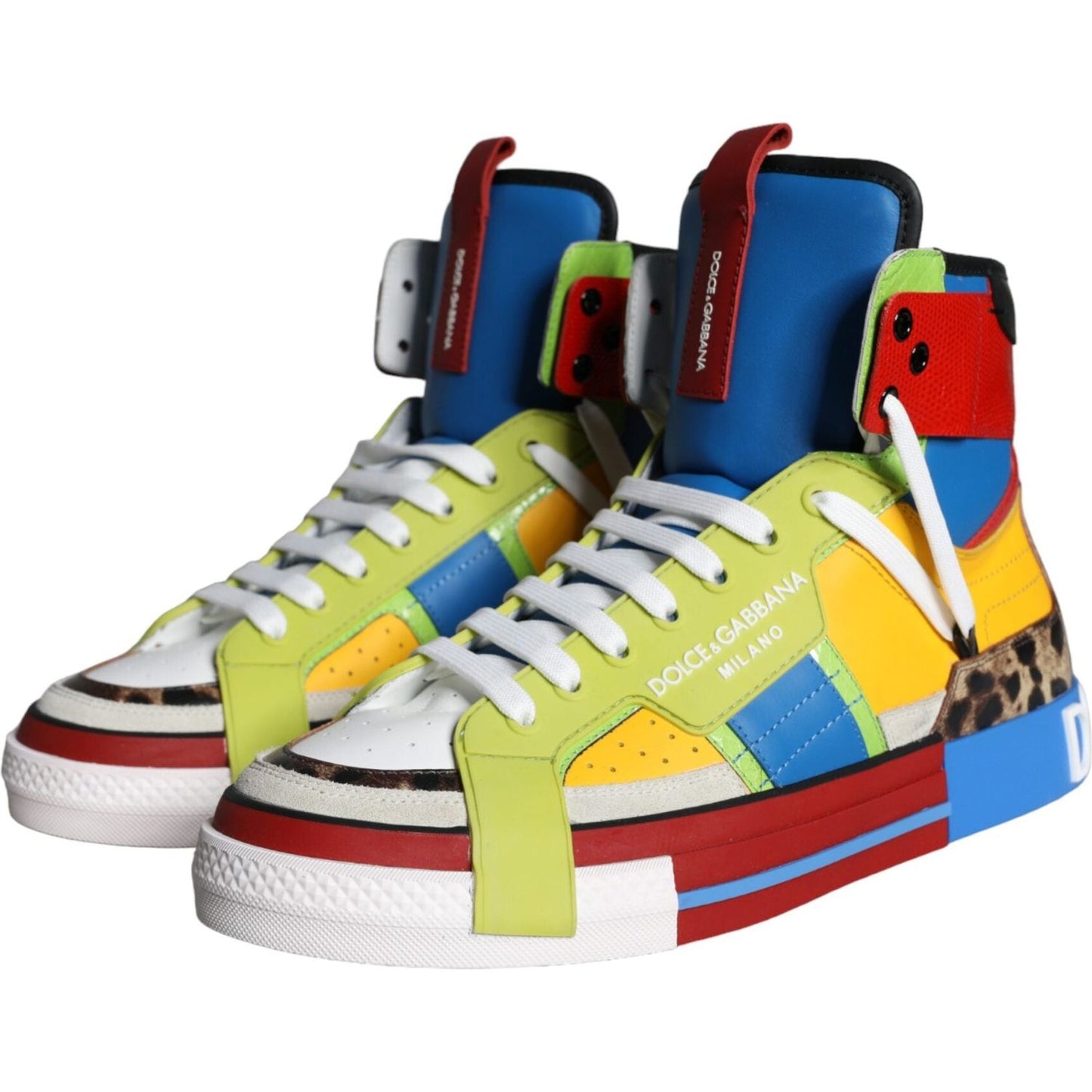 Dolce & Gabbana Multicolor Leather High Top Sneakers Shoes Dolce & Gabbana