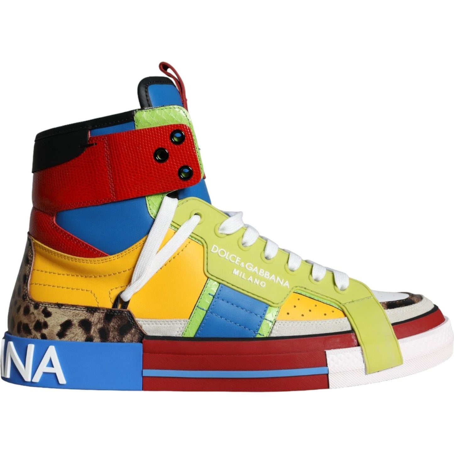 Dolce & Gabbana Multicolor Leather High Top Sneakers Shoes Dolce & Gabbana