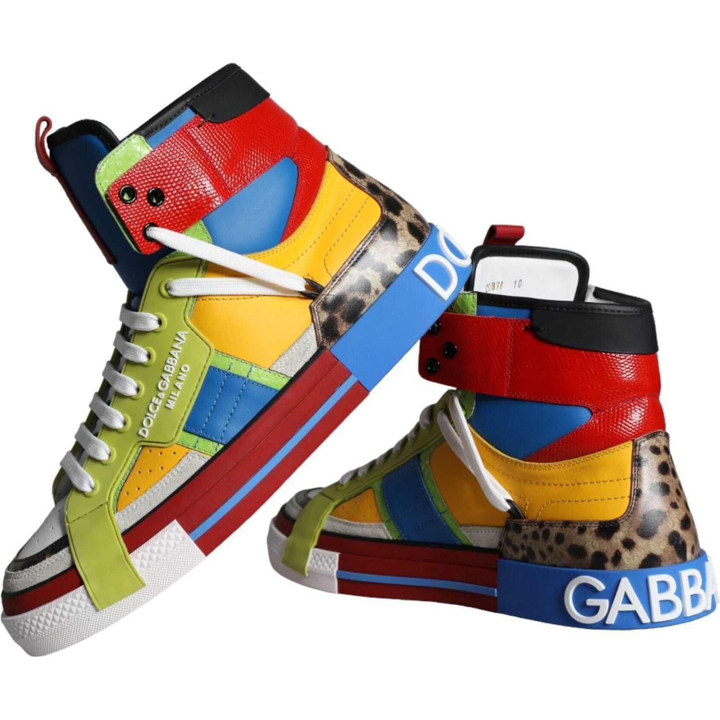 Dolce & Gabbana Multicolor Leather High Top Sneakers Shoes Dolce & Gabbana