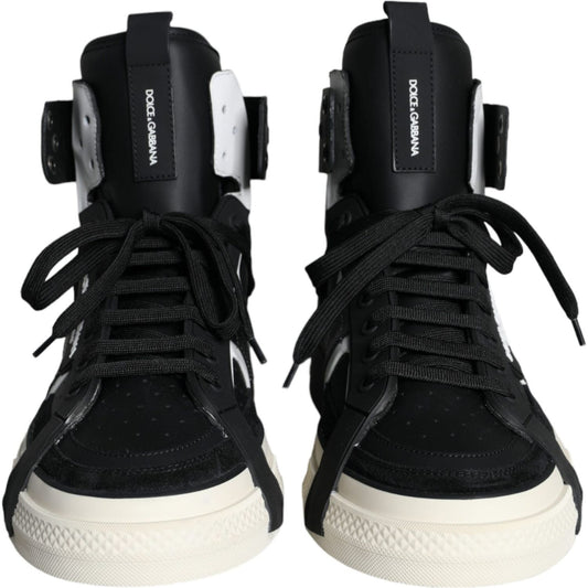 Dolce & Gabbana Black White Lace Up High Top Sneakers Shoes Dolce & Gabbana