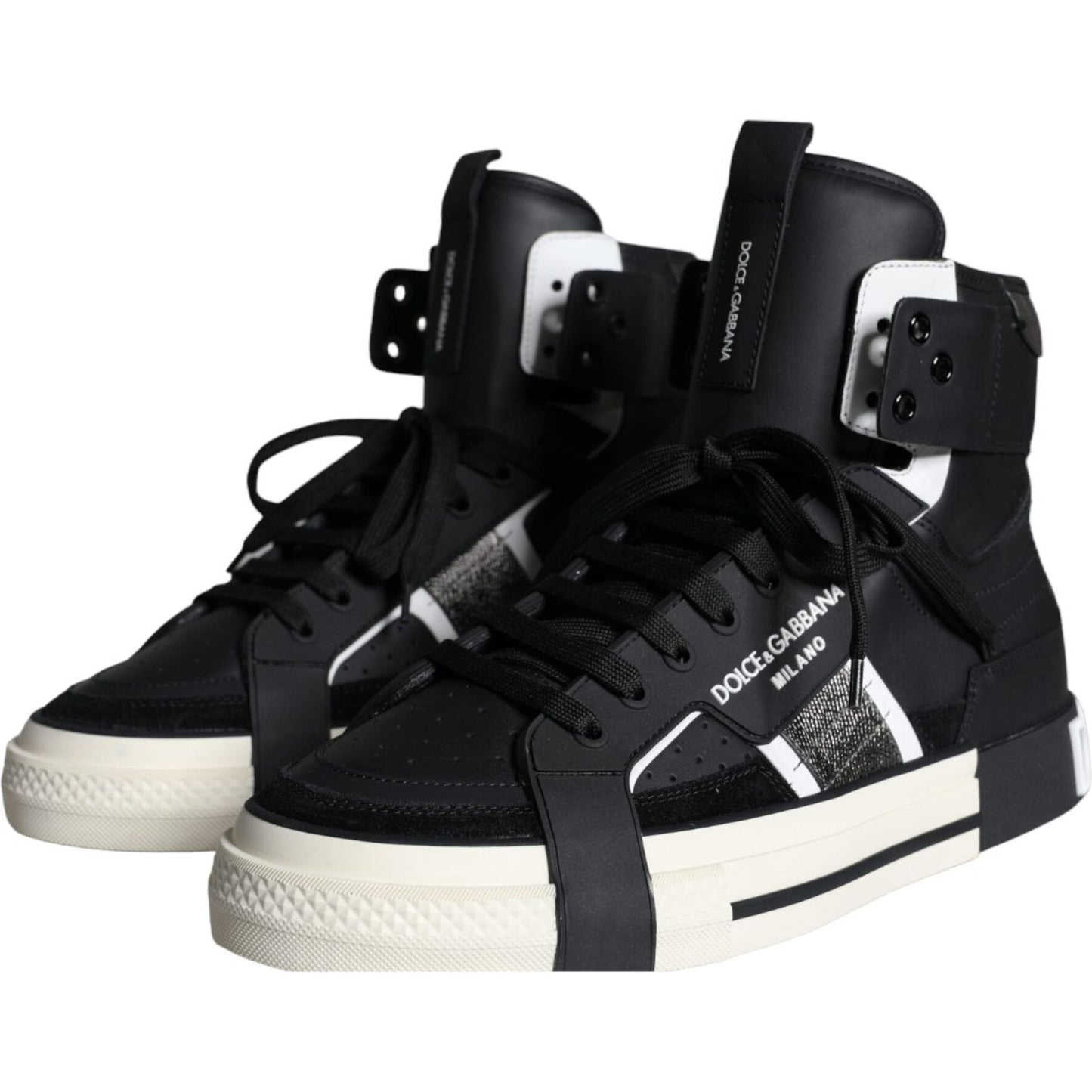 Dolce & Gabbana Black White Lace Up High Top Sneakers Shoes Dolce & Gabbana