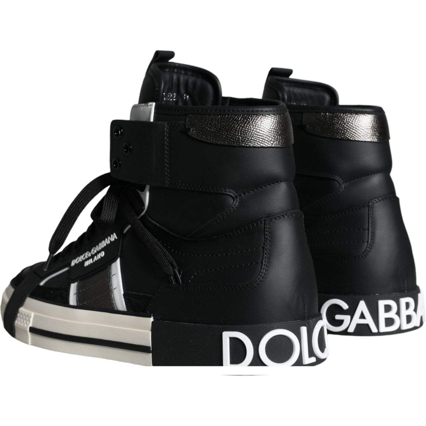 Dolce & Gabbana Black White Lace Up High Top Sneakers Shoes Dolce & Gabbana