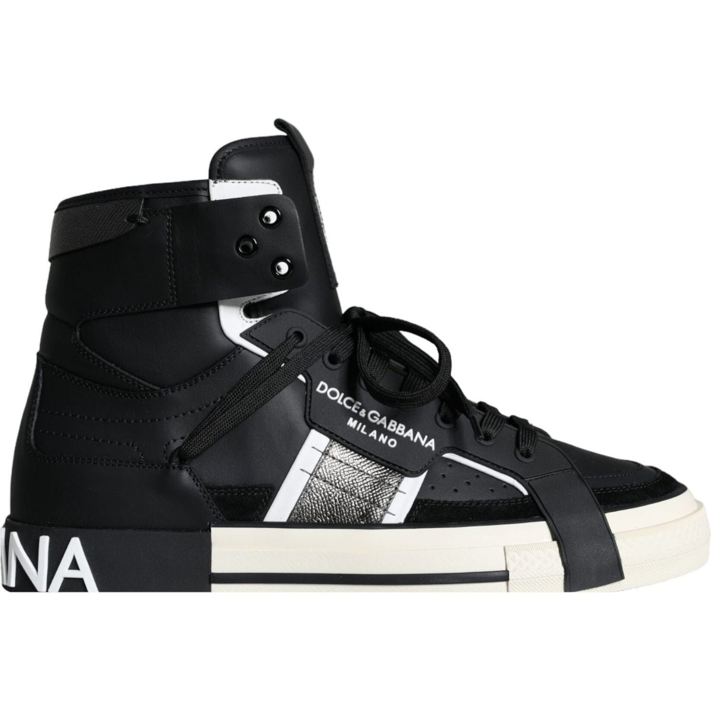 Dolce & Gabbana Black White Lace Up High Top Sneakers Shoes Dolce & Gabbana