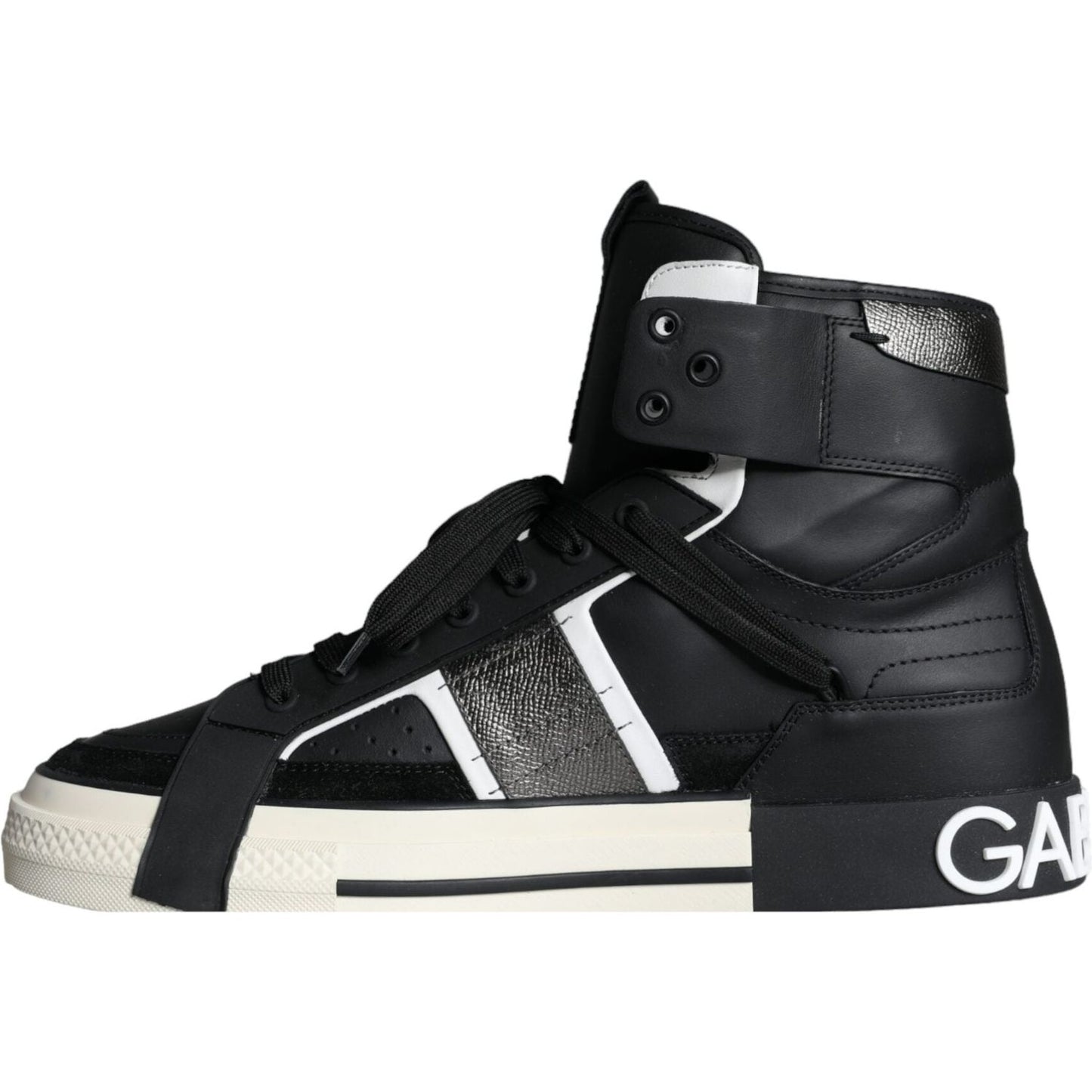 Dolce & Gabbana Black White Lace Up High Top Sneakers Shoes Dolce & Gabbana