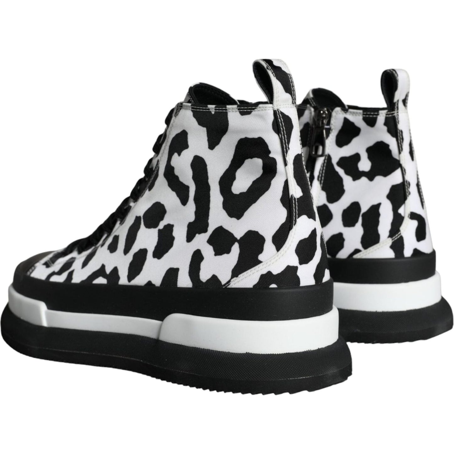 Dolce & Gabbana Black White Leopard High Top Sneaker Shoes Dolce & Gabbana