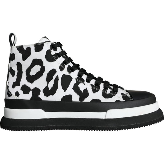 Dolce & Gabbana Black White Leopard High Top Sneaker Shoes Dolce & Gabbana