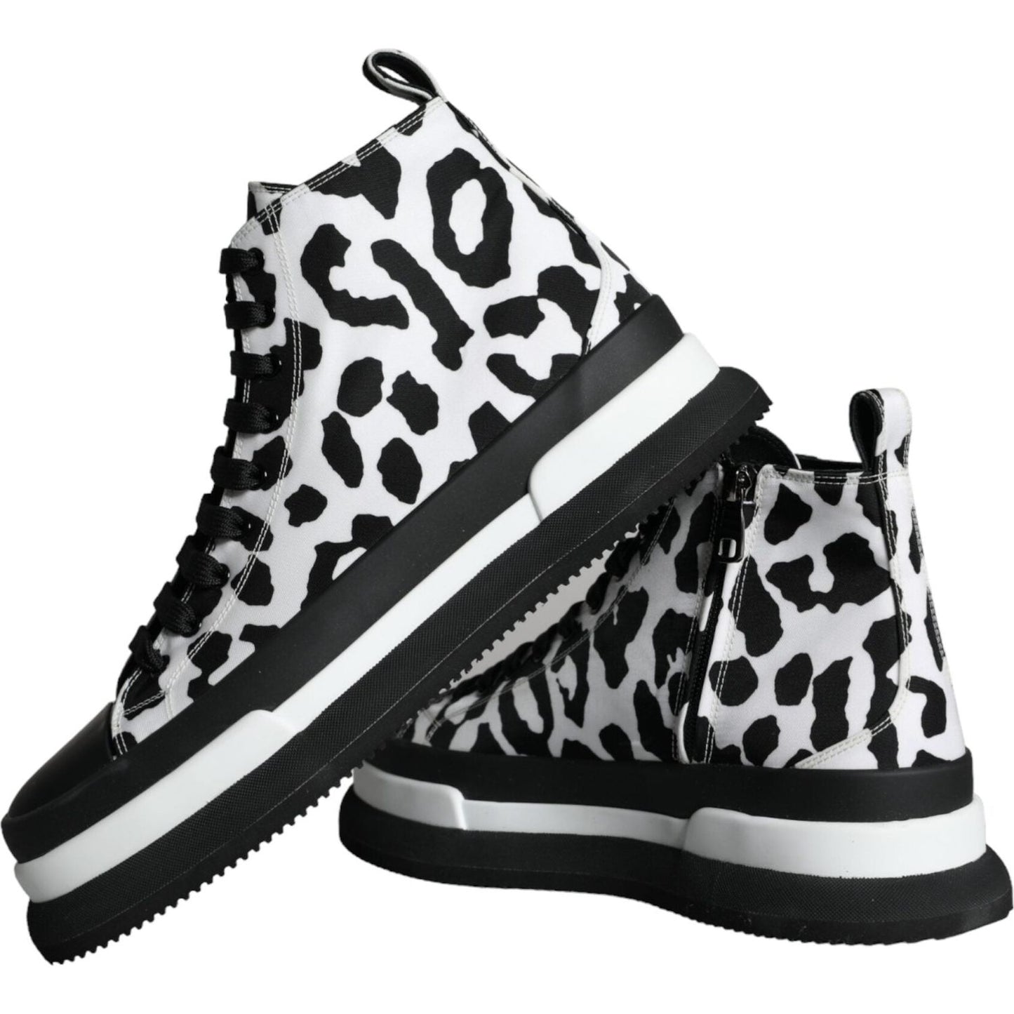 Dolce & Gabbana Black White Leopard High Top Sneaker Shoes Dolce & Gabbana