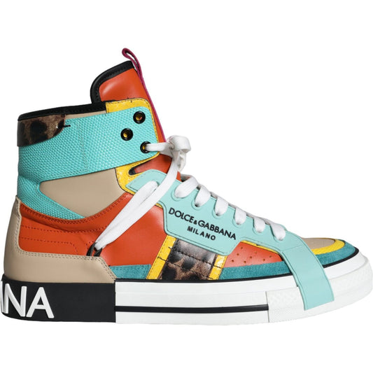 Dolce & Gabbana Multicolor Leather High Top Sneakers Shoes Dolce & Gabbana