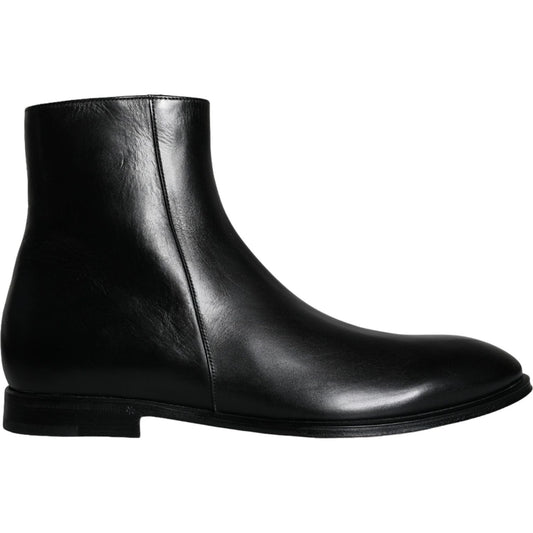 Dolce & Gabbana Black Calf Leather Men Ankle Boots Shoes Dolce & Gabbana