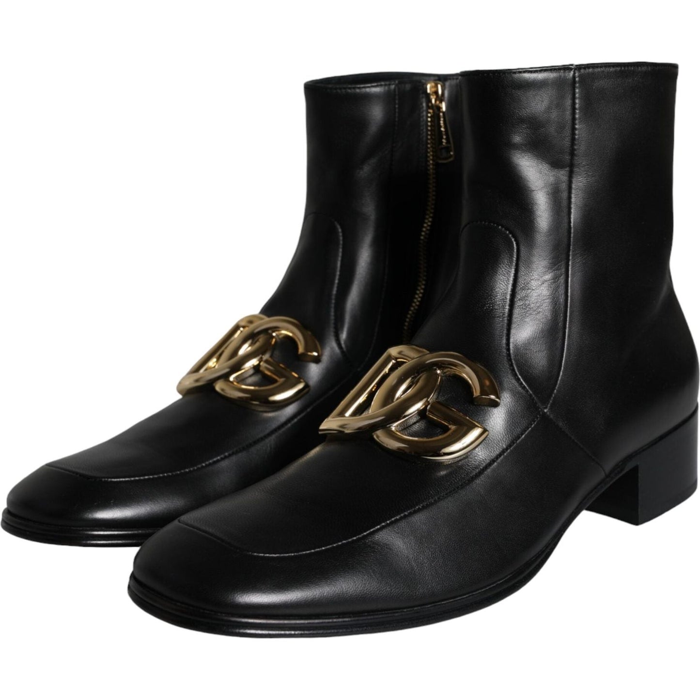 Dolce & Gabbana Black Lambskin Leather Men Ankle Boots Shoes Dolce & Gabbana