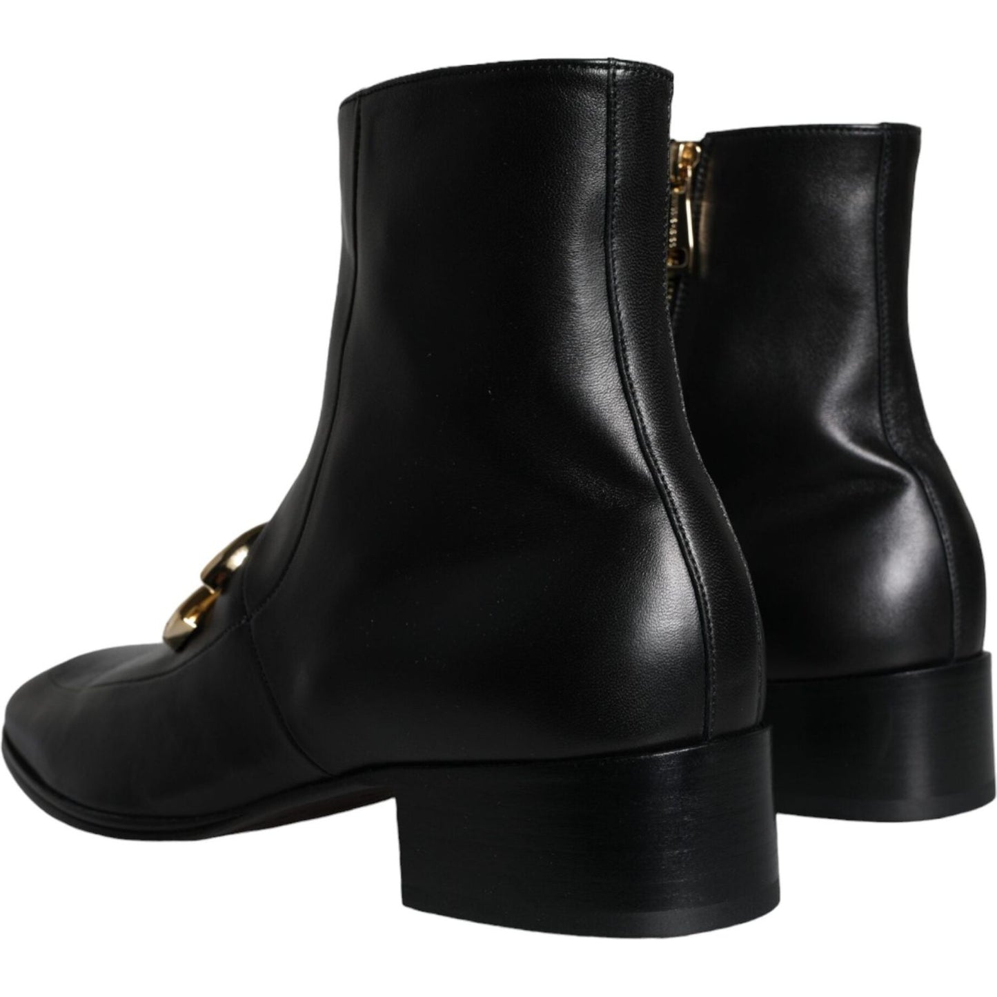 Dolce & Gabbana Black Lambskin Leather Men Ankle Boots Shoes Dolce & Gabbana