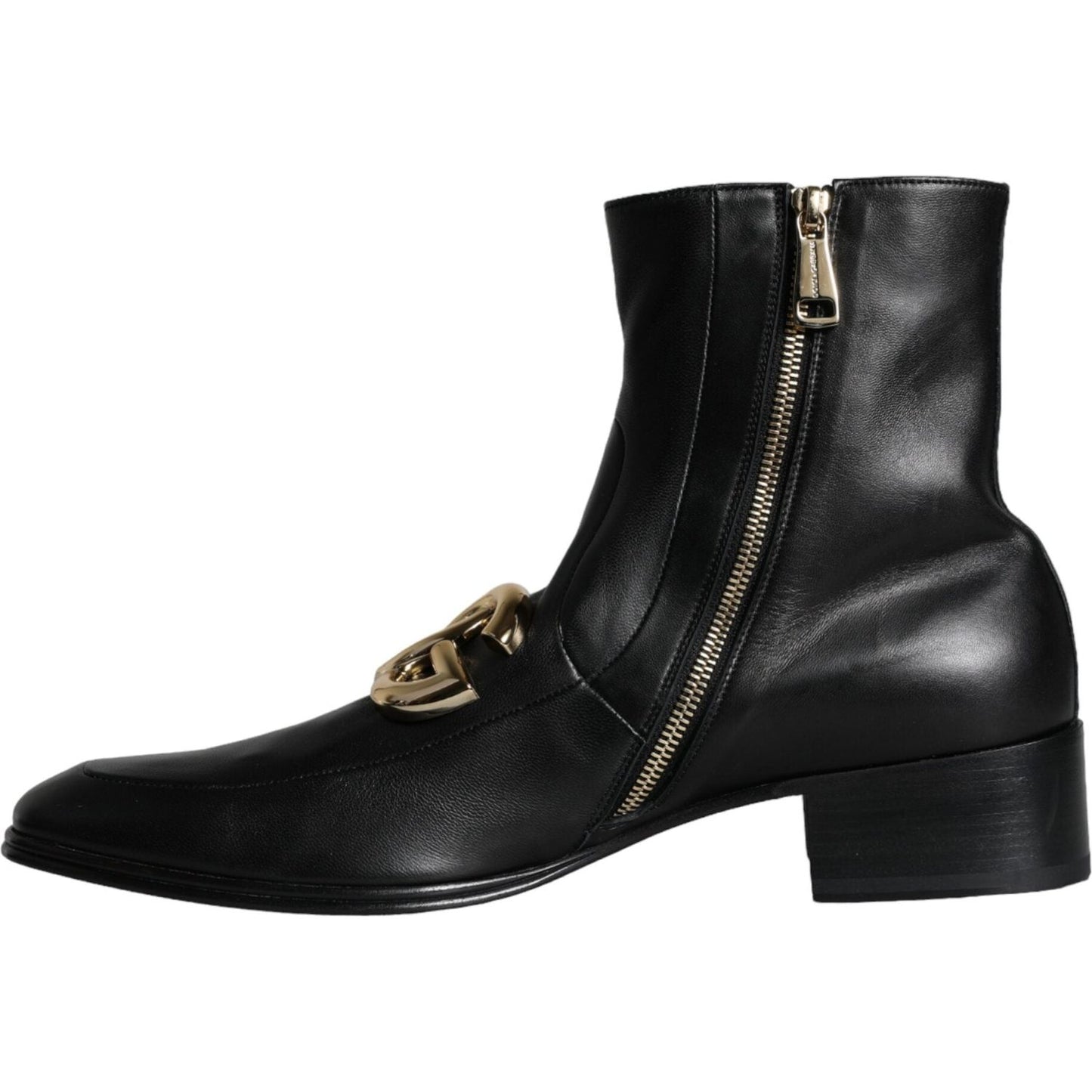 Dolce & Gabbana Black Lambskin Leather Men Ankle Boots Shoes Dolce & Gabbana