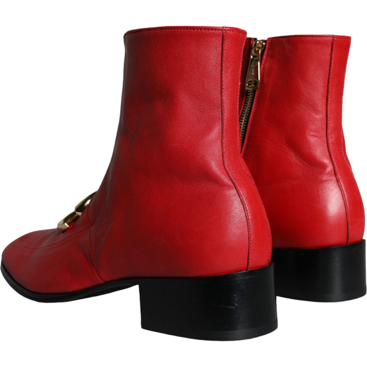 Dolce & Gabbana Red Lambskin Leather Men Ankle Boots Shoes Dolce & Gabbana