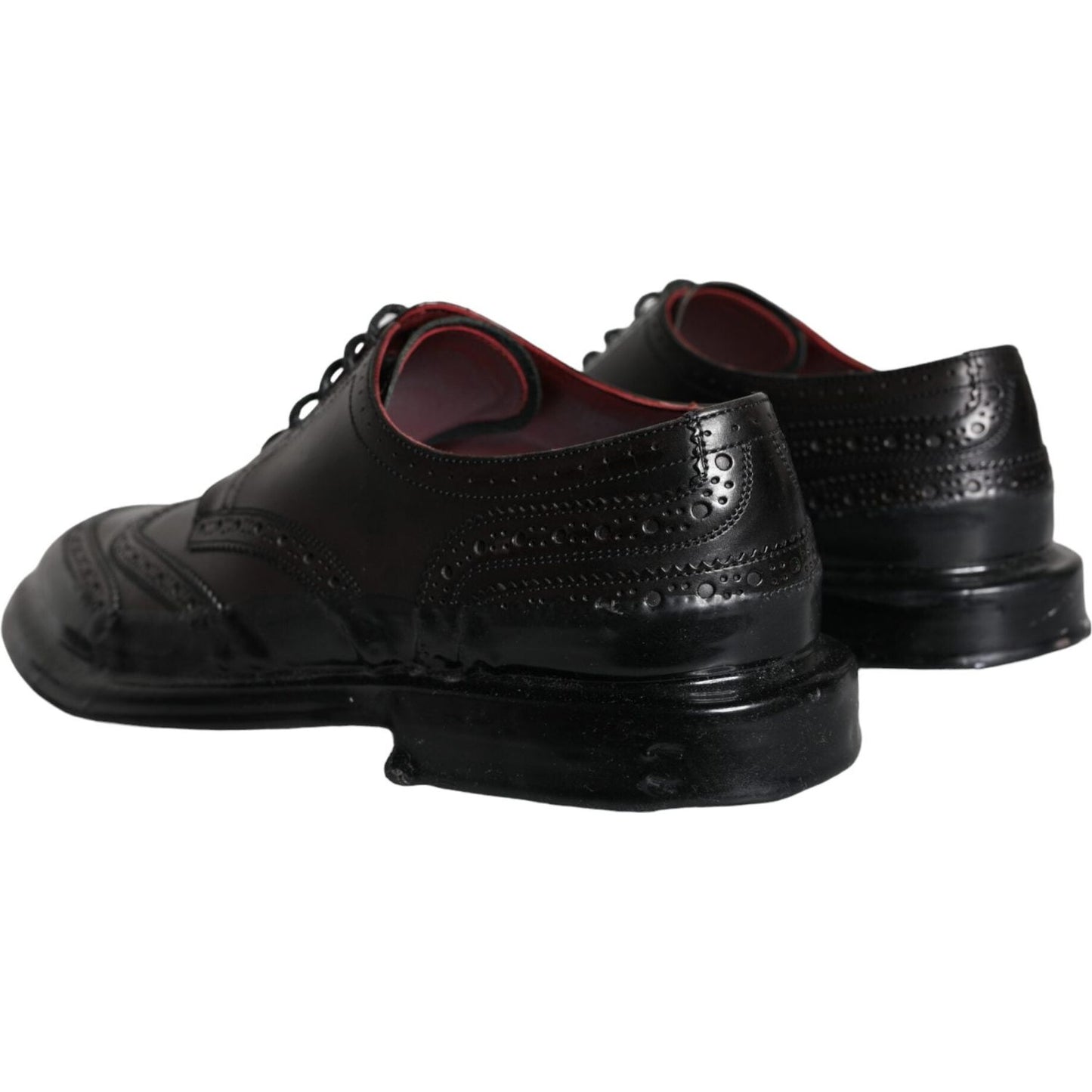 Dolce & Gabbana Black Leather Oxford Wingtip Formal Men Shoes Dolce & Gabbana