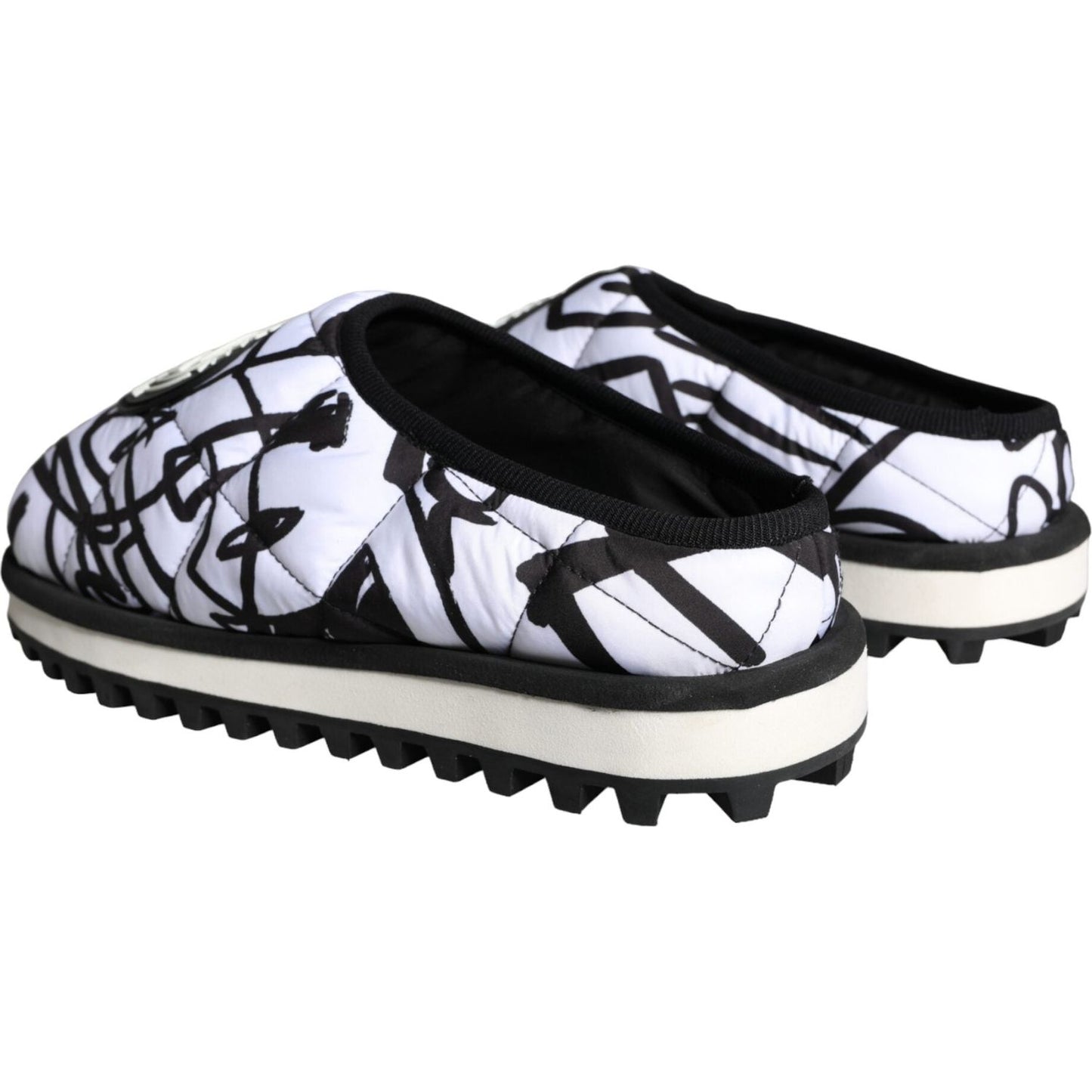 Dolce & Gabbana Black White Quilted Logo Sandals Slides Shoes Dolce & Gabbana