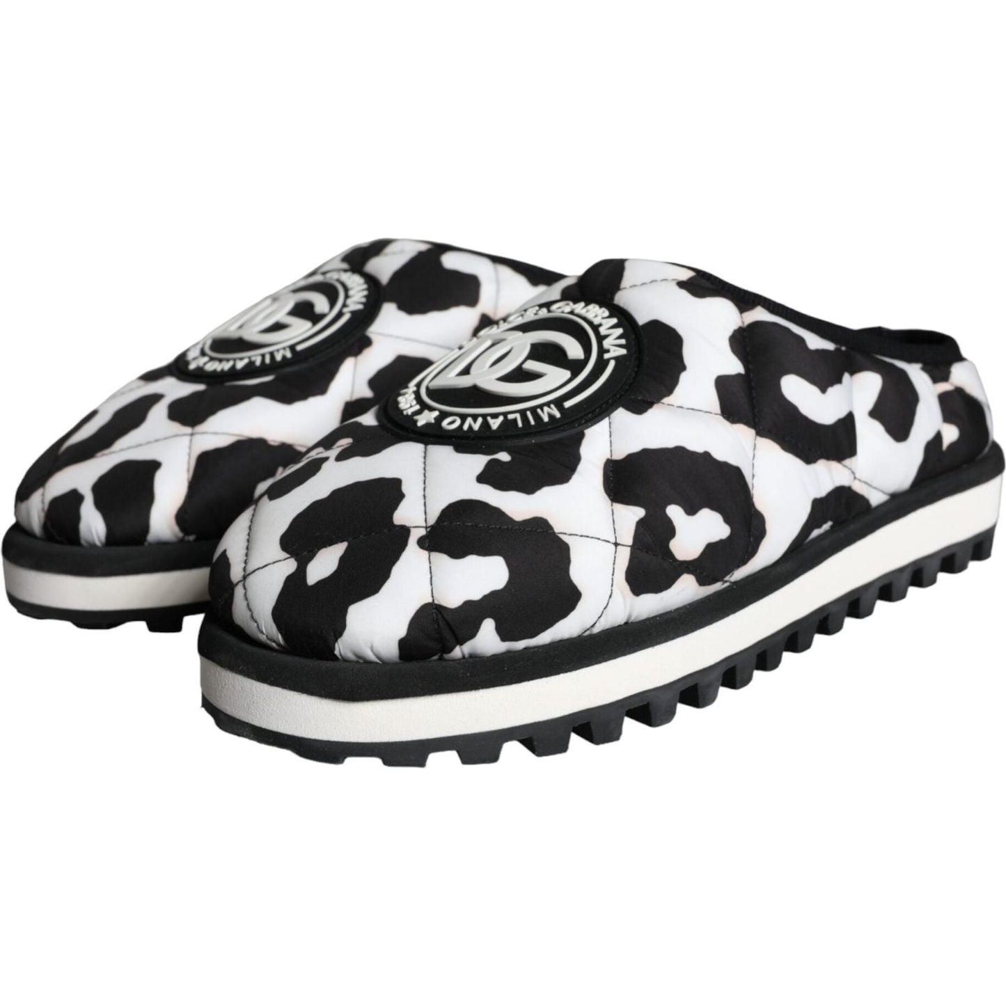 Dolce & Gabbana Black White Quilted Logo Sandals Slides Shoes Dolce & Gabbana